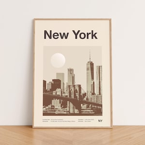 New York Wall Art Print, New York Poster, New York Art Print, New York Skyline, New York Travel Poster Print, Printable Wall Art