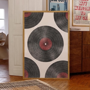 Vinyl Record Wall Art, Retro Music Wall Art, Trendy Wall Art, Printable Minimalist Music Decor, Eclectic Home Decor, Printable Wall Art