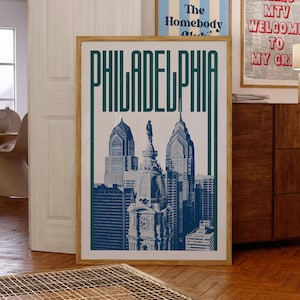 Philadelphia Wall Art Print, Philadelphia Poster, Philadelphia Skyline, Philadelphia Aesthetic Decor, Philadelphia Travel Poster Print