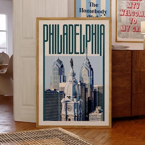 Philadelphia Wall Art Print, Philadelphia Poster, Philadelphia Skyline, Philadelphia Aesthetic Decor, Philadelphia Travel Poster Print