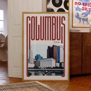 Columbus Wall Art Print, Columbus Poster, Columbus Art Print, Columbus Skyline, Columbus Travel Poster Print, Printable Wall Art