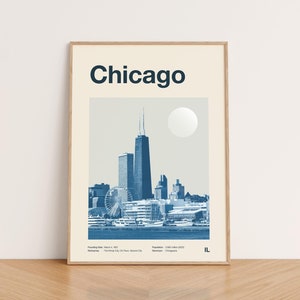 Chicago Wall Art Print, Chicago Poster, Chicago Art Print, Chicago Skyline, Chicago Aesthetic Decor, Travel Poster Print, Printable Wall Art
