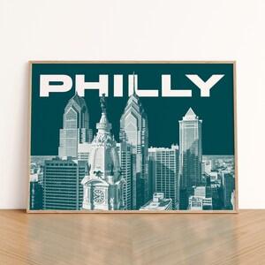 Philly Wall Art Print, Horizontal Philadelphia Poster, Philadelphia Skyline, Philly Aesthetic Decor, Philadelphia Travel Poster Print