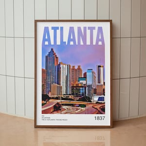 Atlanta Skyline Print: Retro Urban Art, ATL Home Decor (Digital Download)