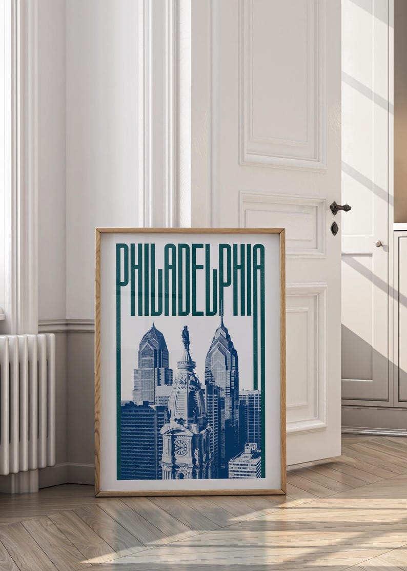 Philadelphia Wall Art Print, Philadelphia Poster, Philadelphia Skyline, Philadelphia Aesthetic Decor, Philadelphia Travel Poster Print