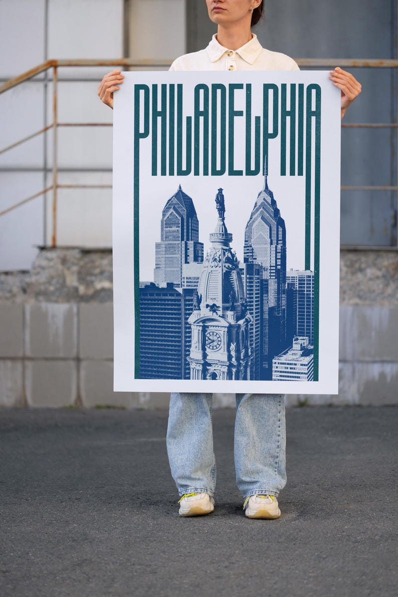 Philadelphia Wall Art Print, Philadelphia Poster, Philadelphia Skyline, Philadelphia Aesthetic Decor, Philadelphia Travel Poster Print