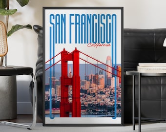 San Francisco Wall Art Print, San Francisco Poster, San Francisco Art Print, San Francisco Skyline, Travel Poster Print, Printable Wall Art