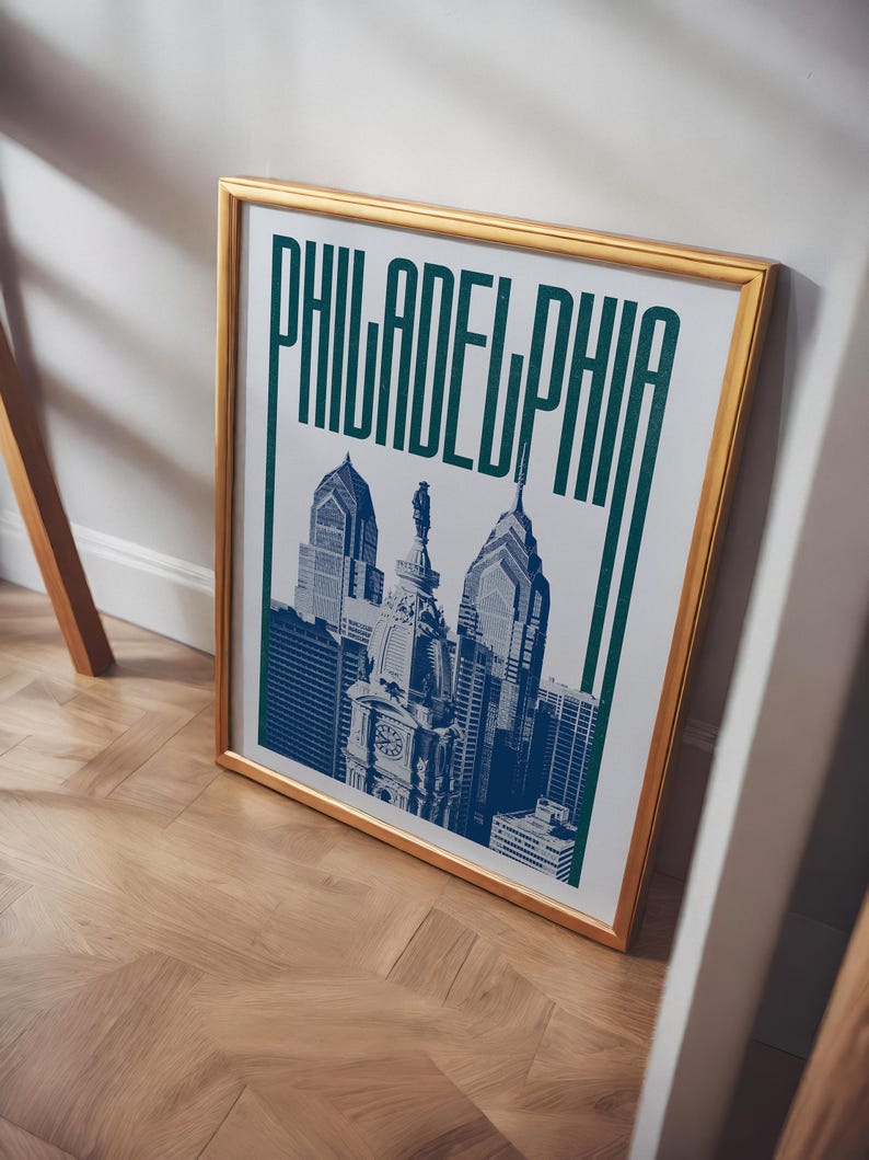 Philadelphia Wall Art Print, Philadelphia Poster, Philadelphia Skyline, Philadelphia Aesthetic Decor, Philadelphia Travel Poster Print