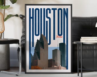 Houston Wand Kunst Druck, Houston Poster, Houston Kunstdruck, Houston Skyline, Houston Ästhetisches Dekor, Reise Poster Druck, druckbare Wandkunst