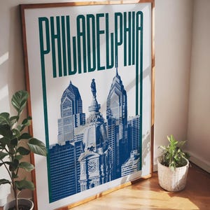 Philadelphia Wall Art Print, Philadelphia Poster, Philadelphia Skyline, Philadelphia Aesthetic Decor, Philadelphia Travel Poster Print