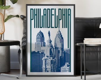 Philadelphia Wall Art Print, Philadelphia Poster, Philadelphia Skyline, Philadelphia Aesthetic Decor, Philadelphia Travel Poster Print