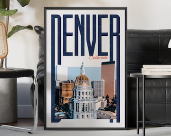 Denver Wall Art Print, Denver Poster, Denver Art Print, Denver Skyline, Denver Aesthetic Decor, Travel Poster Print, Printable Wall Art