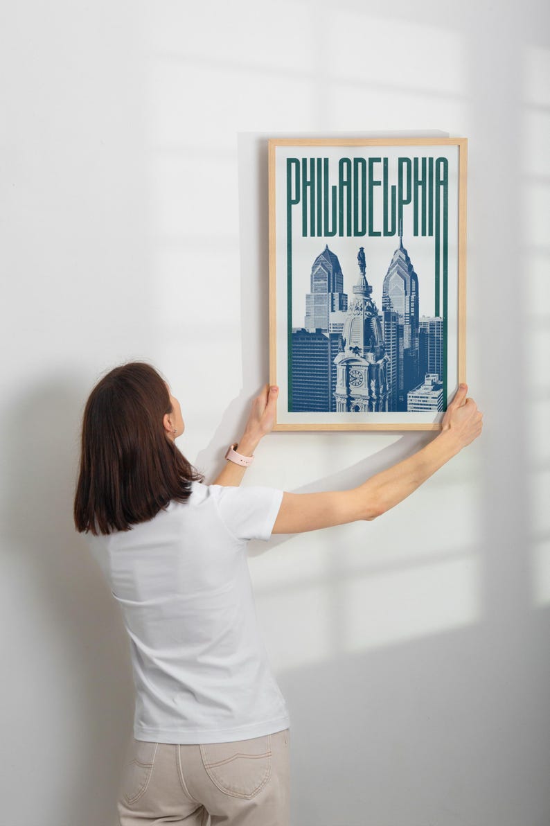 Philadelphia Wall Art Print, Philadelphia Poster, Philadelphia Skyline, Philadelphia Aesthetic Decor, Philadelphia Travel Poster Print