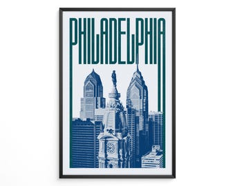 Philadelphia Skyline Poster: Retro Urban Deco Travel Print