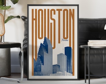 Houston Wand Kunst Druck, Houston Poster, Houston Kunstdruck, Houston Skyline, Houston Ästhetisches Dekor, Reise Poster Druck, druckbare Wandkunst