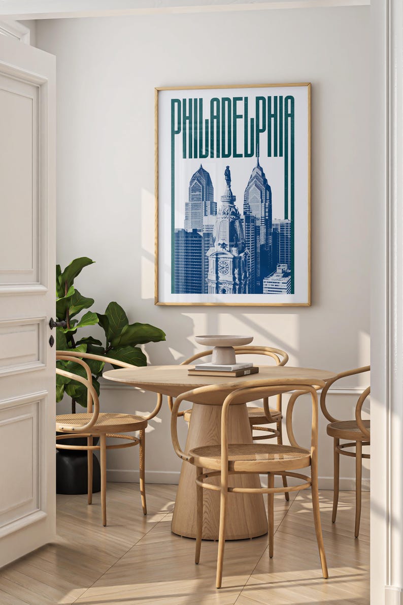 Philadelphia Wall Art Print, Philadelphia Poster, Philadelphia Skyline, Philadelphia Aesthetic Decor, Philadelphia Travel Poster Print