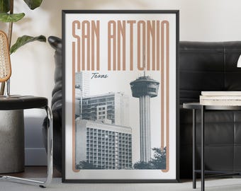 San Antonio Wall Art, San Antonio Poster, San Antonio Art Print, San Antonio Skyline, San Antonio Travel Poster Print, Printable Wall Art