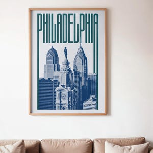 Philadelphia Wall Art Print, Philadelphia Poster, Philadelphia Skyline, Philadelphia Aesthetic Decor, Philadelphia Travel Poster Print