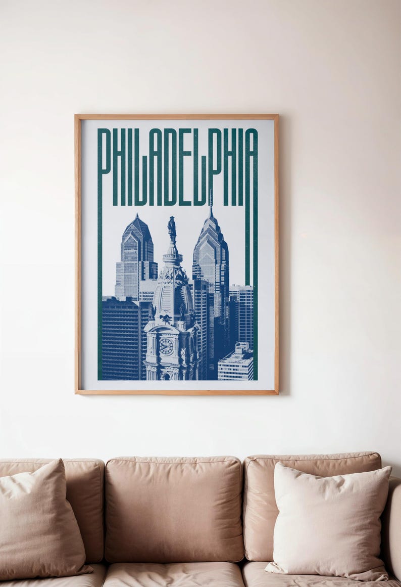 Philadelphia Wall Art Print, Philadelphia Poster, Philadelphia Skyline, Philadelphia Aesthetic Decor, Philadelphia Travel Poster Print