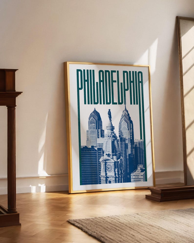 Philadelphia Wall Art Print, Philadelphia Poster, Philadelphia Skyline, Philadelphia Aesthetic Decor, Philadelphia Travel Poster Print