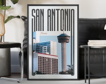 San Antonio Wall Art, San Antonio Poster, San Antonio Art Print, San Antonio Skyline, San Antonio Travel Poster Print, Printable Wall Art