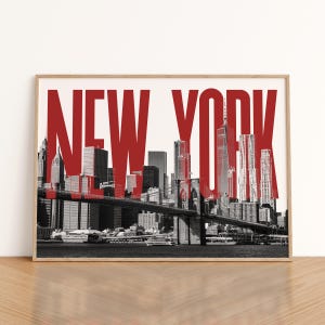 New York Wall Art, Horizontal New York Poster, New York Art Print, New York Skyline, New York Aesthetic Decor, Travel Poster Print
