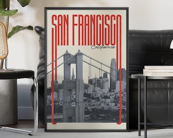 San Francisco Wall Art Print, San Francisco Poster, San Francisco Art Print, San Francisco Skyline, Travel Poster Print, Printable Wall Art