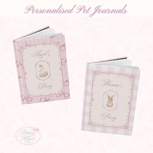 Coquette Cottagecore Vintage Style Personalised Bunny Cat Spring Gingham Bows Princess Journal Notebook Gifts For Her