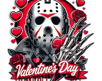Gruselige Valentinstag Jason PNG Clipart, Horror Valentinstag Design (Digitaler Download)