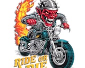Demon Biker Motorcycle PNG, Transparent Clipart (Digital Download)