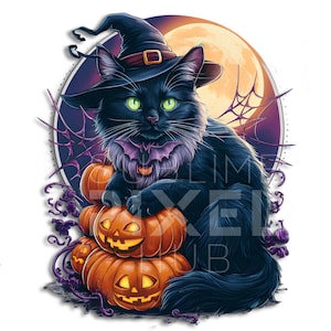 Mooie halloween kat v6 png-, png-bestanden, clipart, Halloween, katten, halloween-ontwerpen, transparante achtergrond