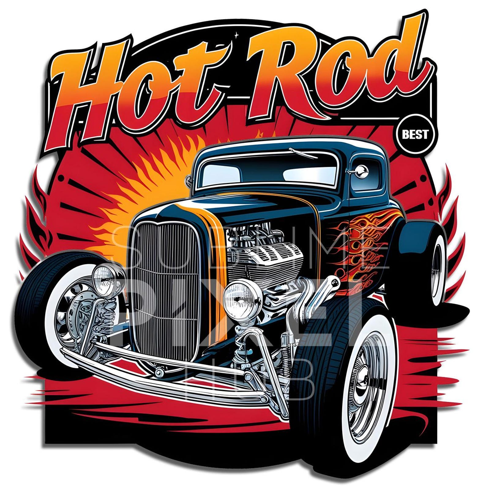 Hot Rod Car Clipart, Flames Design (PNG Digital Download) - Etsy