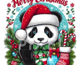 Christmas Panda Clipart: Festive PNG File (transparent Background) - Etsy