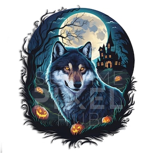 Prachtige halloween wolf v1 png, png-bestanden, clipart, Halloween, wolven, halloween-ontwerpen, transparante achtergrond