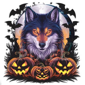 Prachtige halloween wolf v2 png, png-bestanden, clipart, Halloween, wolven, halloween-ontwerpen, transparante achtergrond