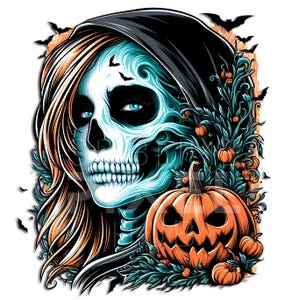 Hermosa damisela calavera png, archivos png, clipart, Halloween, calavera, diseños de Halloween, fondo transparente