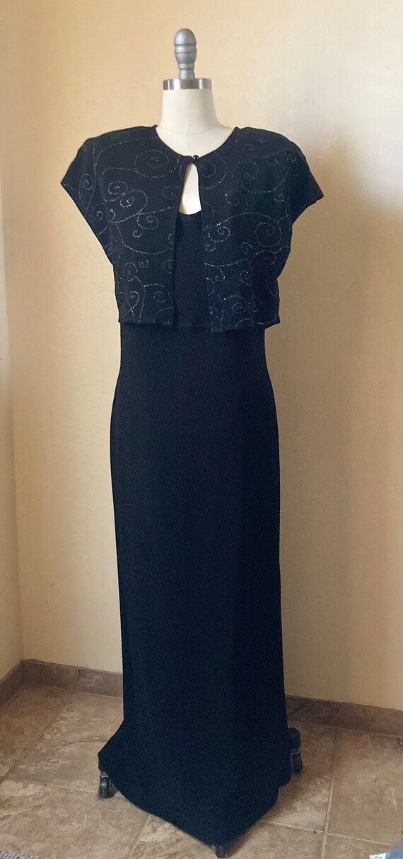 90s VTG Teddi Evening Women’s Dress Black Maxi Bo… - image 10