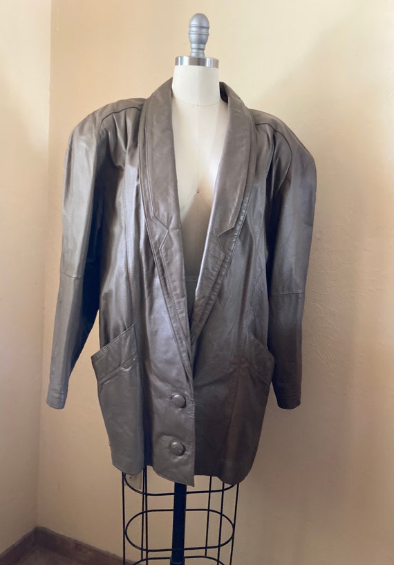 Vintage 80s Casablanca Leather Coat Jacket Womens 