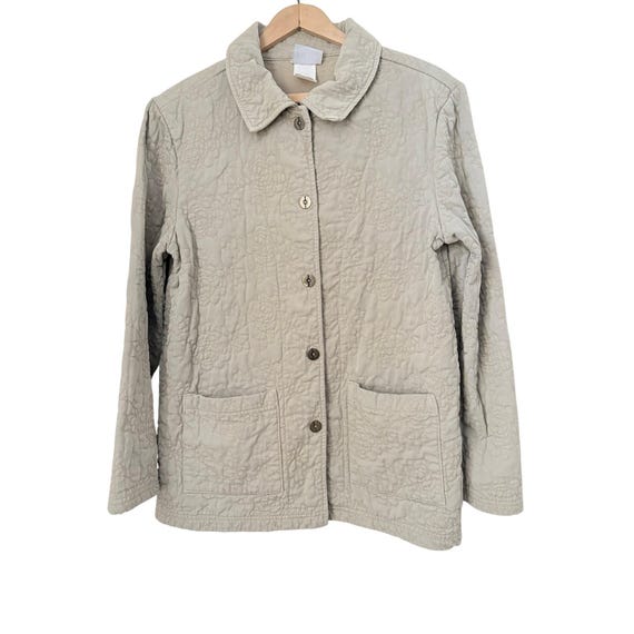 Better Than Basic Beige Quilted Jacket Button Fro… - image 1