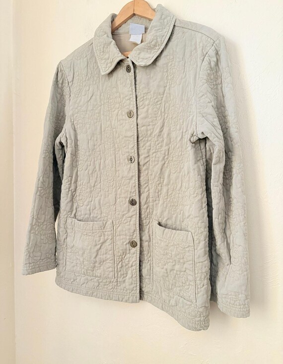 Better Than Basic Beige Quilted Jacket Button Fro… - image 4