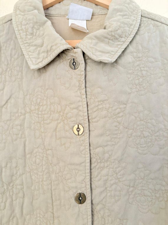 Better Than Basic Beige Quilted Jacket Button Fro… - image 3