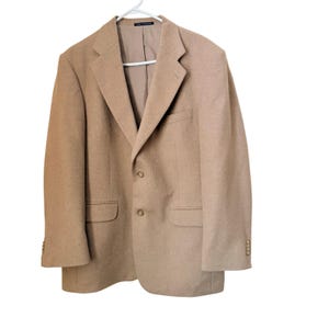 Lands’ End Camel Hair Wool Blazer 42R Tan Sport Coat Two Button Jacket