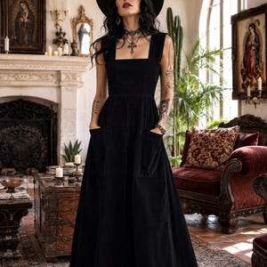 black pinafore dress long Luvior Women‘s Casual Long Sherri Hill Dress 58126 This classical and comfy Size:UK 12 / US 8