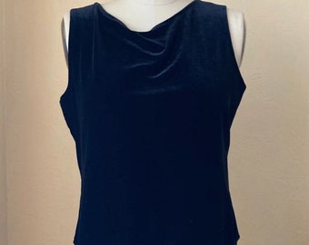 Crimson by Lawrence Kurtz Black Velvet Sleeveless Beaded Hem Size M