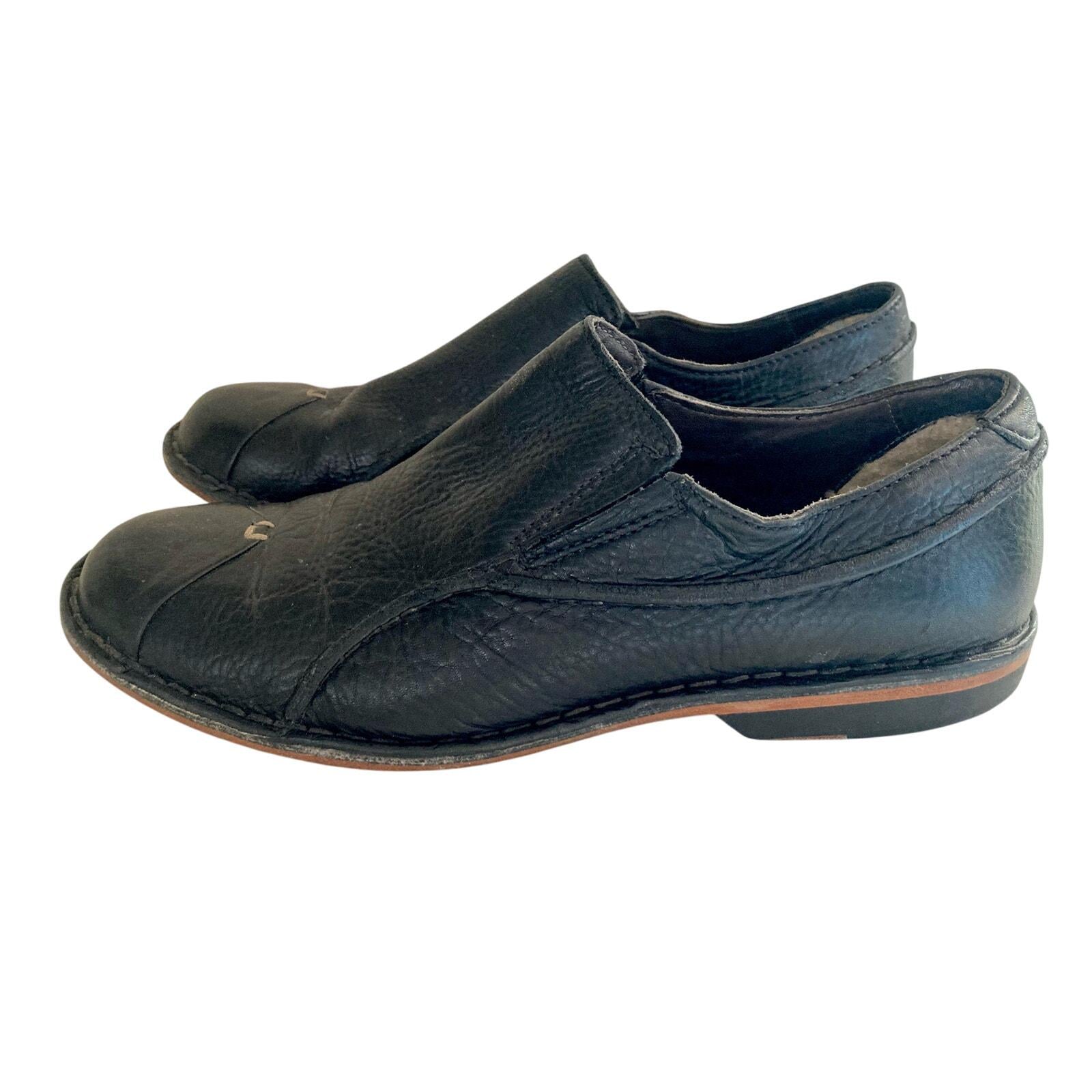 UGG Australia Men\'s Black Leather Loafer Shoes Size 12 Slip On Sheepskin UGG Cabin Slippers | Sheepskin Wool-Lined Slippers | Ausnow main image 4