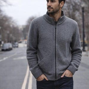 Winona Knits Wool Sherpa Lined Full Zip Sweater Jacket Men’s L Green USA