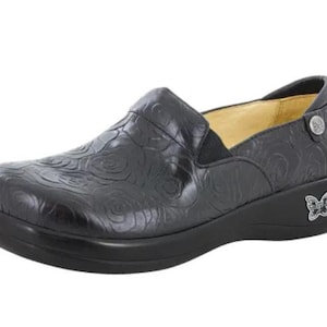 Alegria Keli Pro Night Rosette Women&#39;s Shoes Black Leather Size 42/ 11.5