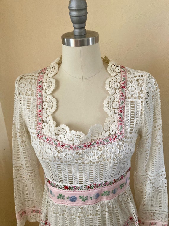 VTG Women's Rare Wedding Dress Size S/M White Max… - image 8