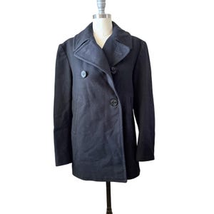 Vintage US Navy Peacoat Men’s 100% Wool Military Jacket Anchor Buttons Black S/M