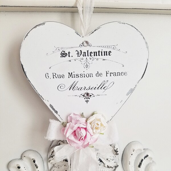 Valentine Decor, Vintage Style Valentine's Day Decor, Shabby Chic Valentine's Day, French Valentine's Day Decor, Valentine's Day Wall Decor